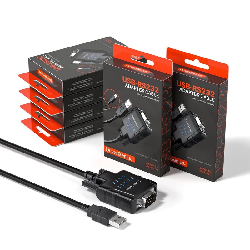 DriverGenius SerialPulseX-Series | USB to RS232 Serial Converter with 9 x LEDs - for Embedded Developers & Hobbyists | Works with Windows 11, macOS 15 【USB232A-E-A, 6-Pack】 - Image 1